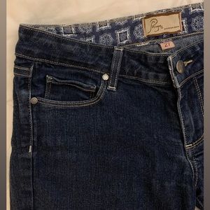 paige / dark wash wide leg jean